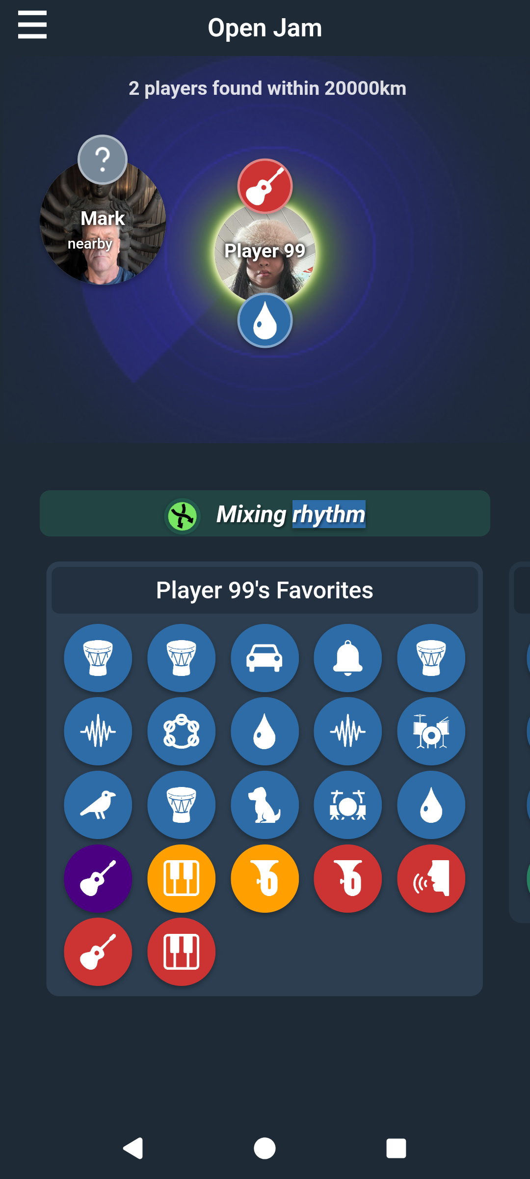 Radar showing nearby players